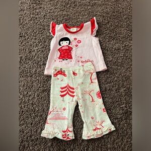 Disney Baby Girl It’s A Small World Matching Top and Bottom Outfit Size 3 Months